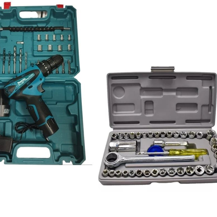 🔧 Taladro Inalámbrico 12V + 2 Baterías 🔋 y Kit 40 Pzs 🧰